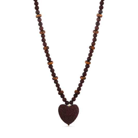 Lava Stone & Tiger’s Eye Heart Necklace