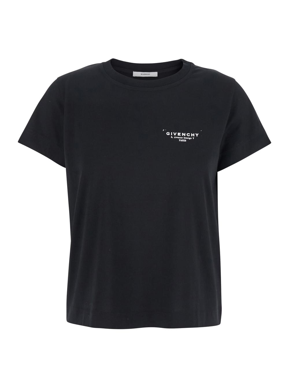 Givenchy Women Black Crewneck T-Shirt With Logo Lettering On Front And Rear In Cotton Woman