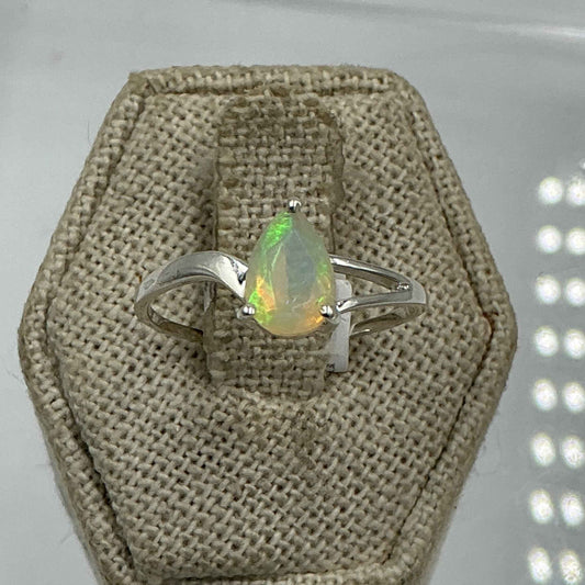 Sterling Silver Ethiopian Opal Open-Frame Ring – Size 10 – Intuition, Inspiration & Emotional Balance