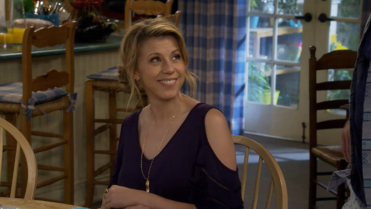 As Seen on Fuller House – Gold Feather & Moonstone Necklace, 24 Inch