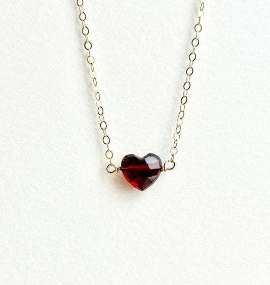 Garnet Heart Necklace | Minimalist Design