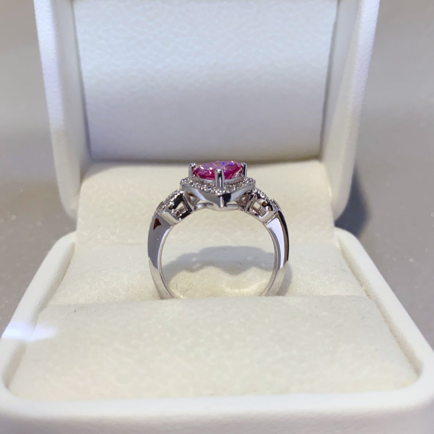 1 Carat Heart-Shaped Pink Pink Sparkala™ Pure Sterling Silver Ring