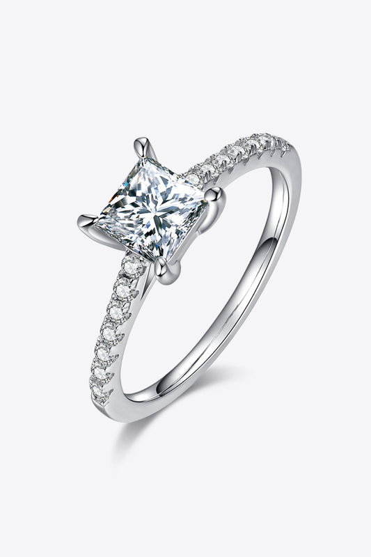 1.21 Carat Princess-Cut Sparkala™ Side Stone Ring (Platinum Over Pure Sterling Silver)