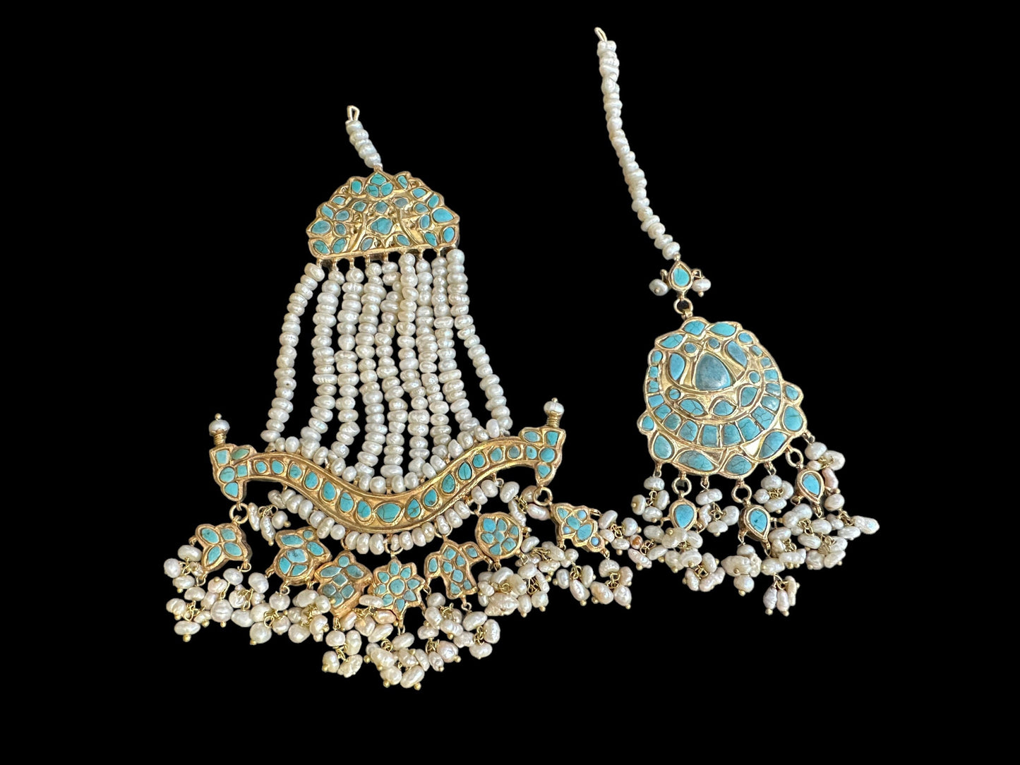 JTK9 Anuja jhoomar tika in feroza/ turquoise ( READY TO SHIP )