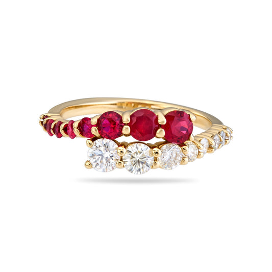 Fancy Color & Diamond Crossover Ring