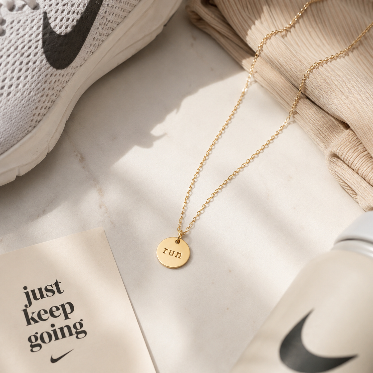 Hand Stamped “Run” Charm – 14k Gold Filled
