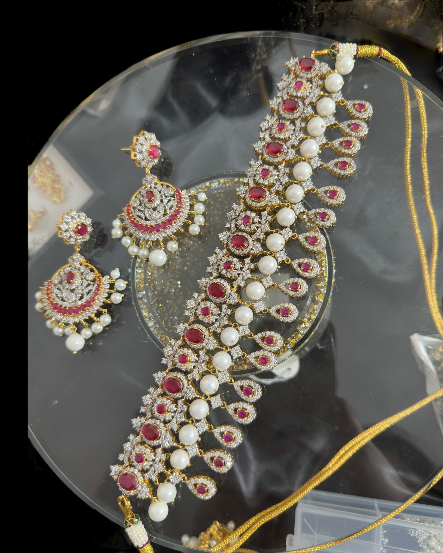 BR492 AMITA bridal set in ruby ( READY TO SHIP )