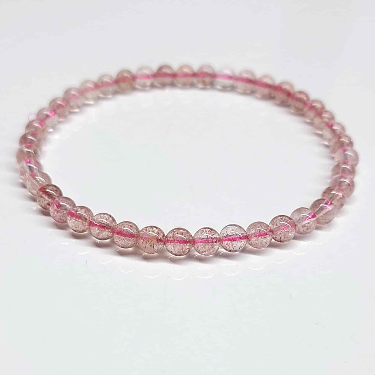 Strawberry Quartz Round Bead Bracelet - Stone of Love & Joyful Blessings