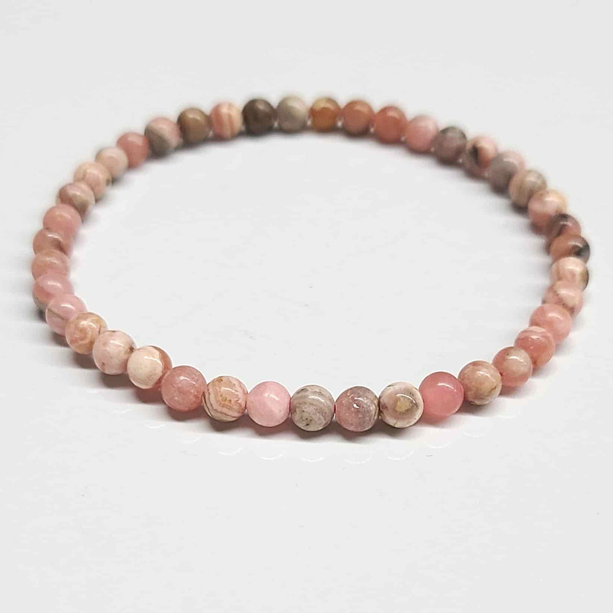 Rhodochrosite Round Bead Bracelet