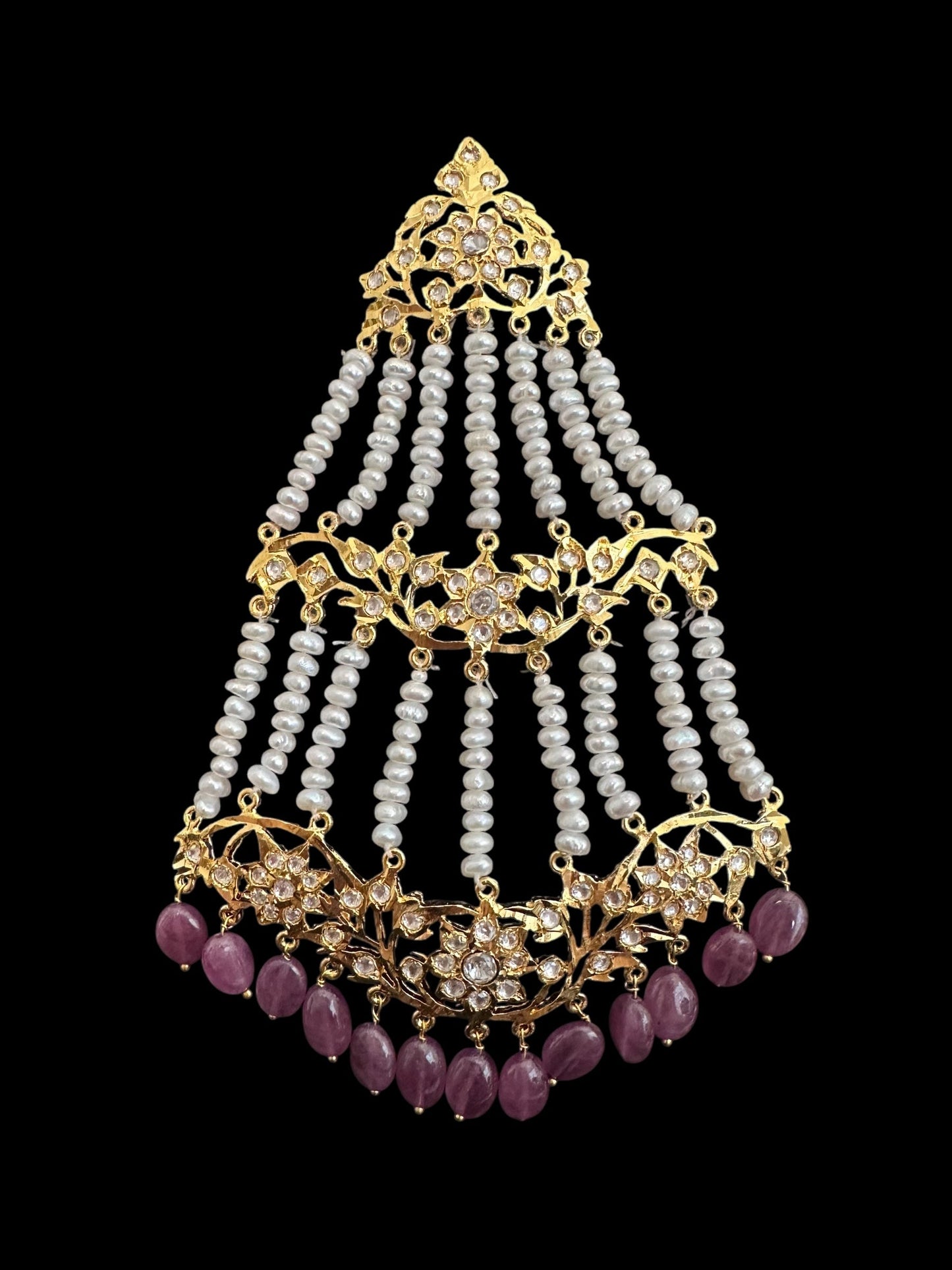 BR310 Bridal jadavi lacha , satlada  in moissanite and emeralds ( SHIPS IN 5 WEEKS )