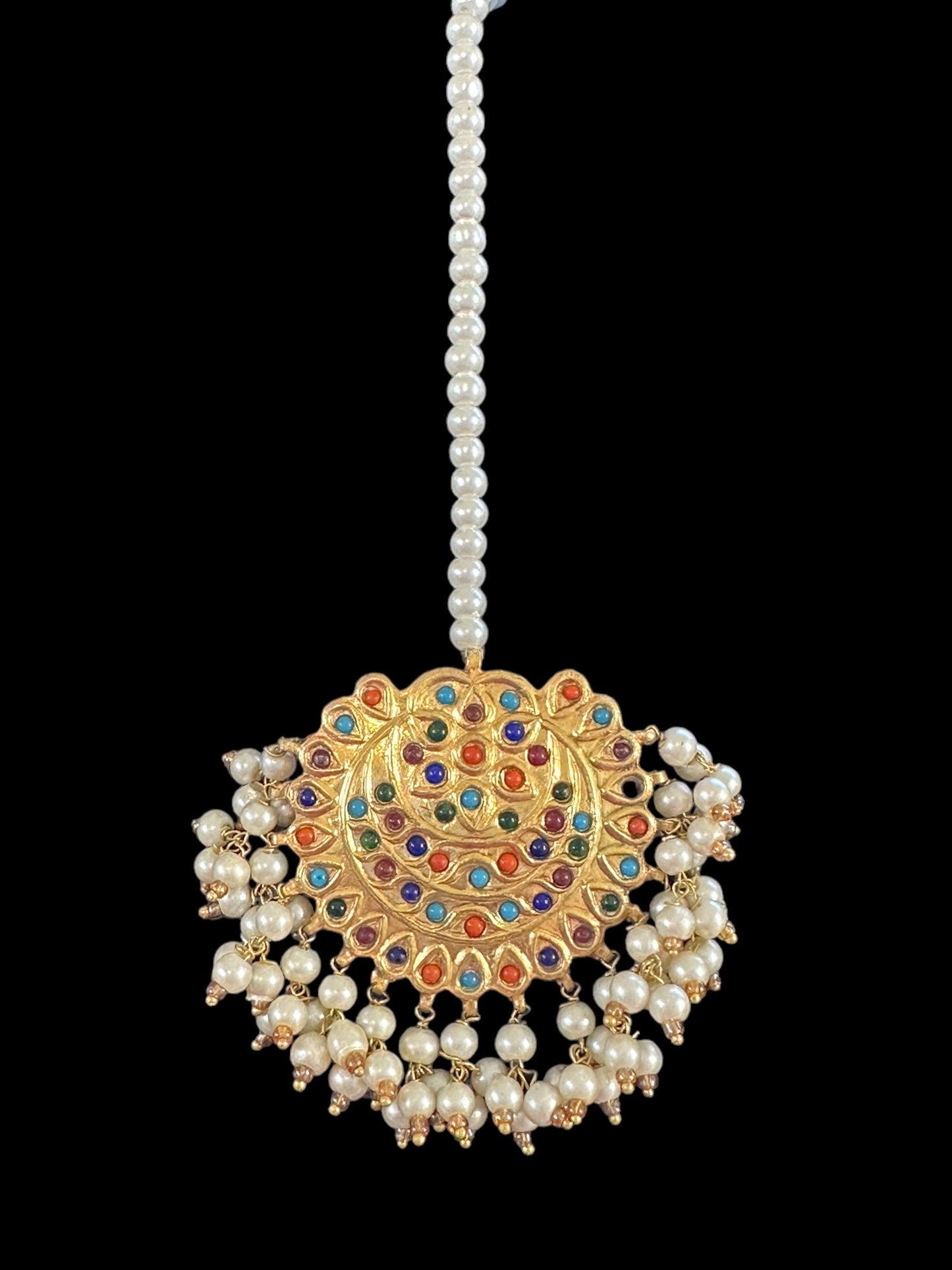 DJET45 Navratan earrings Tika ( READY TO SHIP )