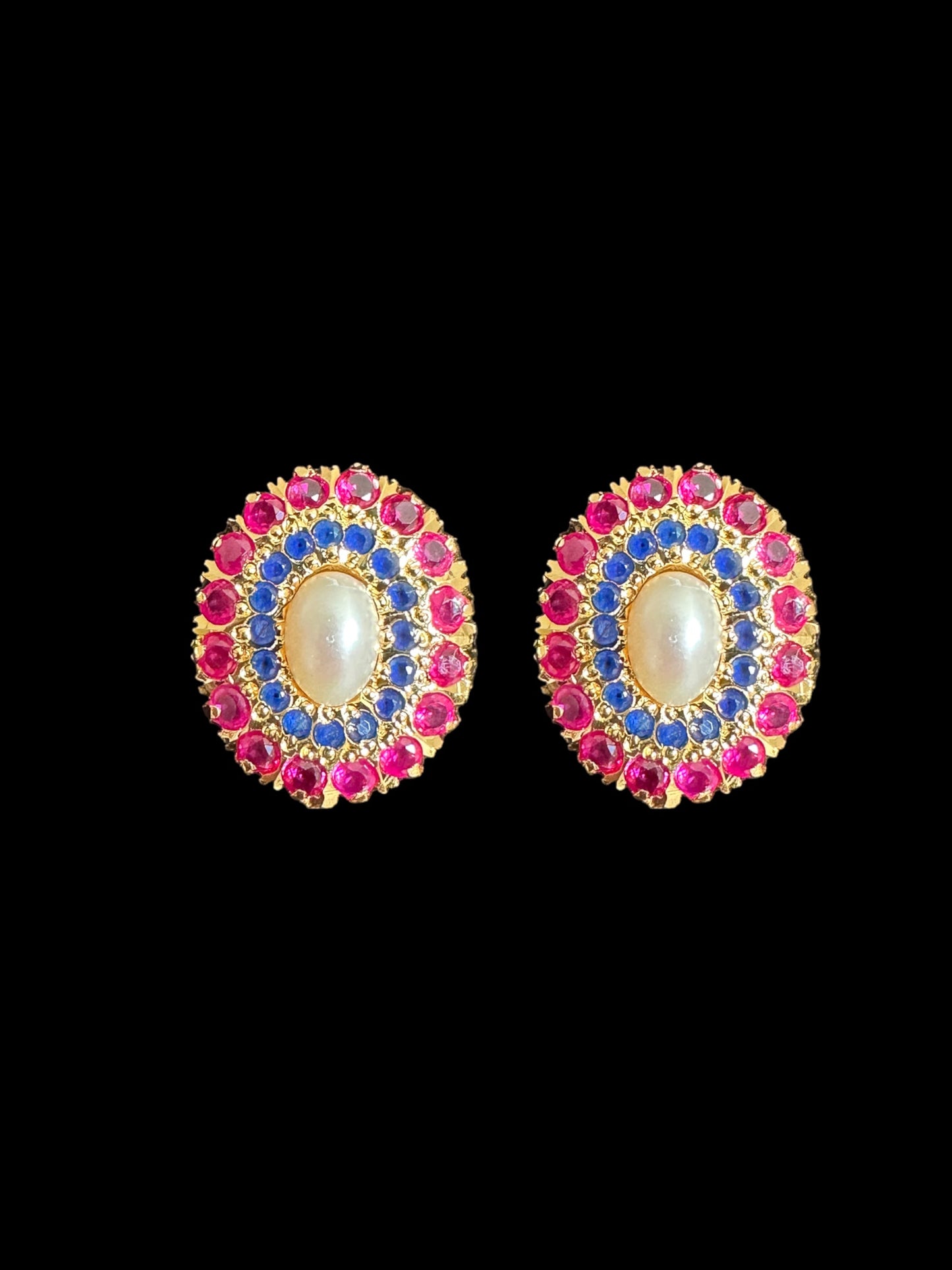Gold plated jadau silver pendant set in ruby sapphire  ( SHIPS IN 5 WEEKS  )