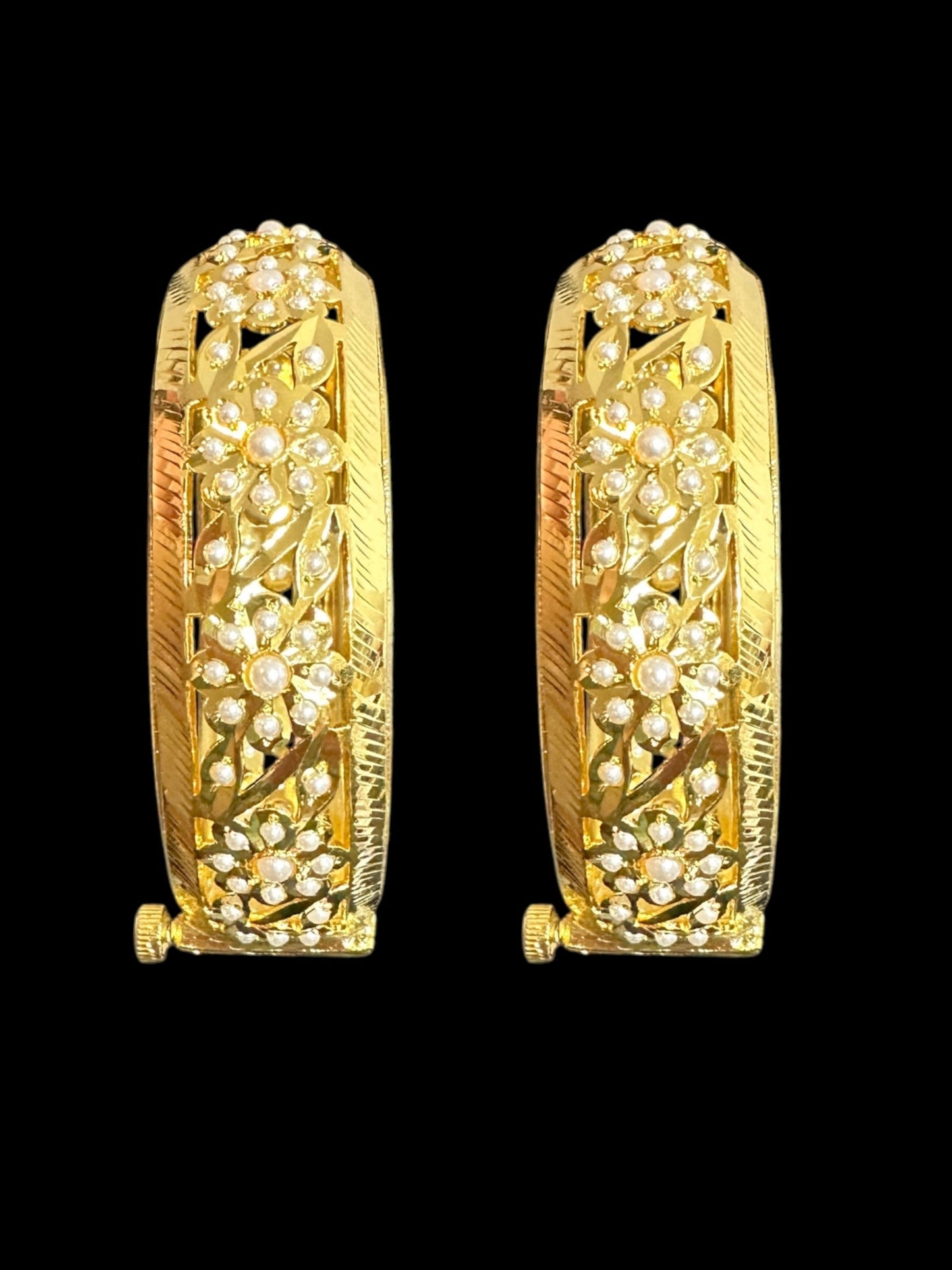 B319 Jadau  bangles ( pearl   ) ( READY TO SHIP)