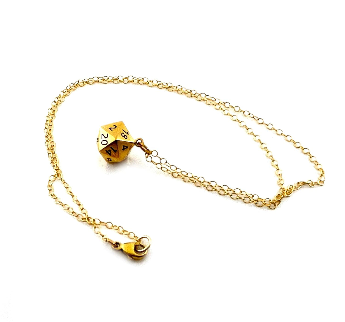 D20 Dice Necklace – 14k Gold Filled DnD Charm Jewelry, Handmade Gift for Her