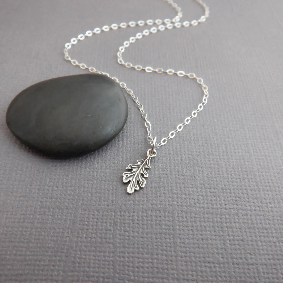 Mini Oak Leaf Necklace – Sterling Silver Nature Charm on 18" Chain