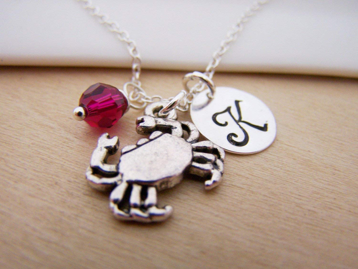 Crab Charm Necklace – Personalized Sterling Silver Jewelry