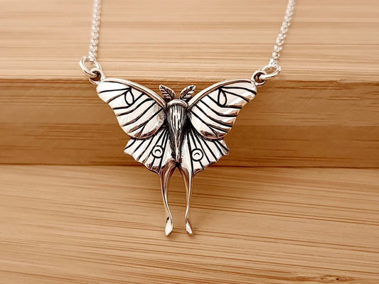 Luna Moth Necklace – Sterling Silver Moth Pendant on 18" Chain