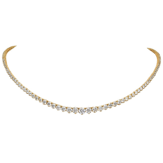 11.31ctw Natural Diamond Full Riviera Necklace in 14K Yellow Gold – 16.25in