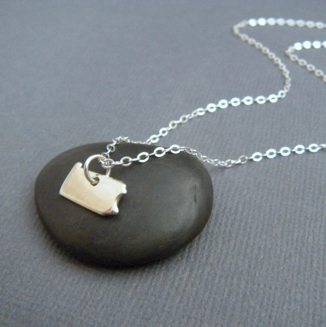Tiny Pennsylvania State Necklace – Sterling Silver PA Charm on 16" Chain