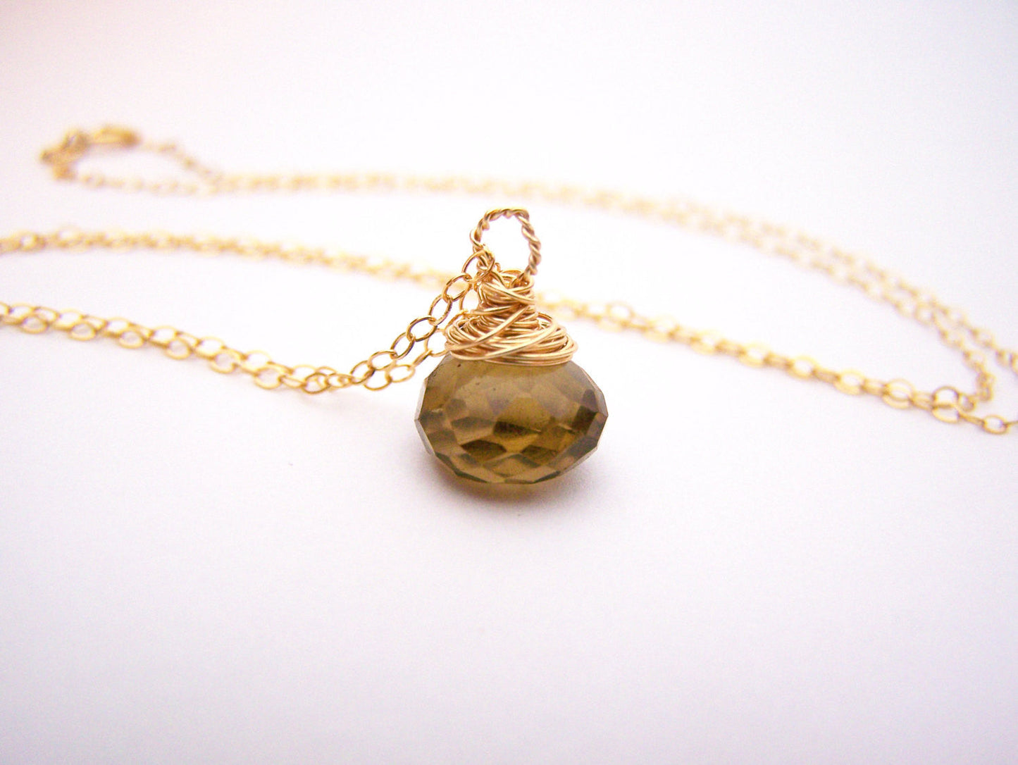 Smoky Topaz & 14k Gold Filled Necklace - As Worn by Stephanie Drapeau
