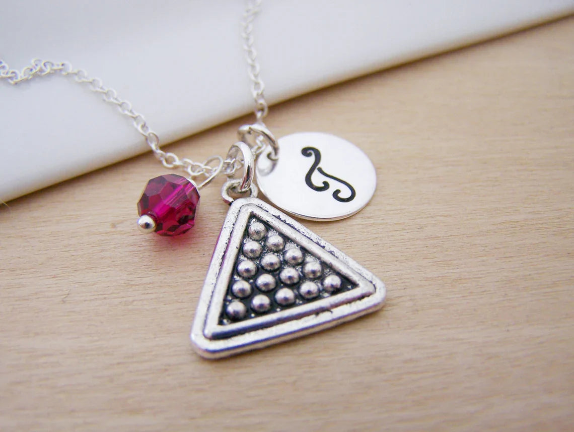 Personalized Billiards Necklace – Sterling Silver Chain, Birthstone & Initial