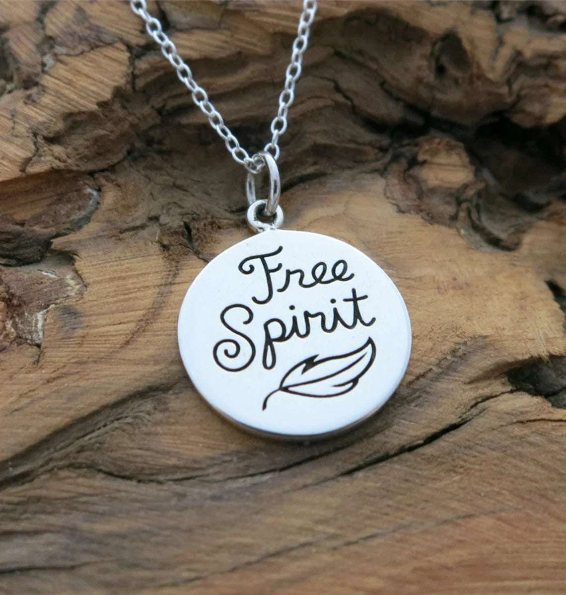 Free Spirit Necklace – Sterling Silver Quote Charm Necklace, Inspirational Gift