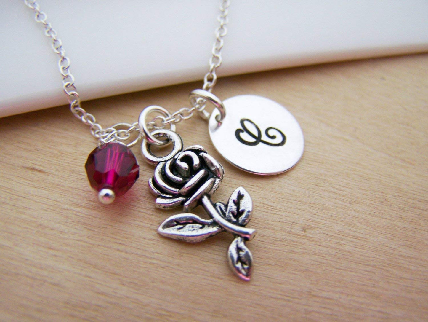 Rose Charm Necklace – Personalized Sterling Silver
