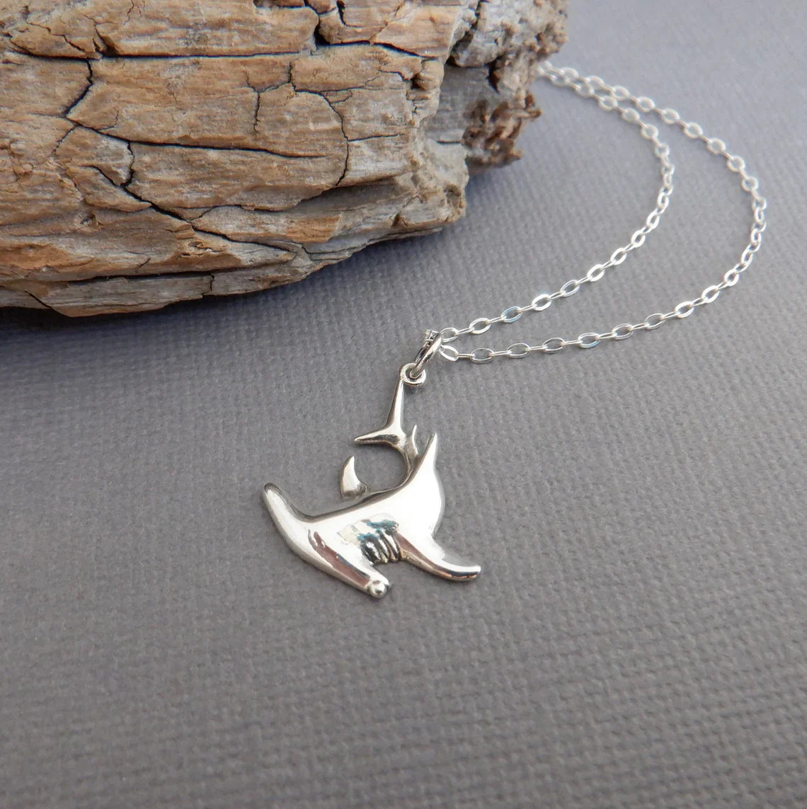Hammerhead Shark Necklace – Sterling Silver Ocean Charm on 18" Chain