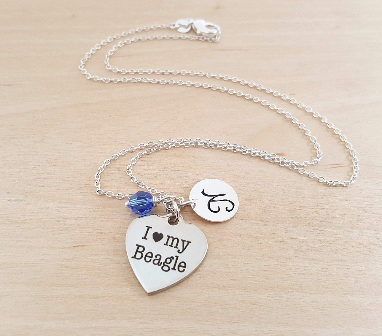 I Love My Beagle Charm Necklace – Personalized Sterling Silver Jewelry