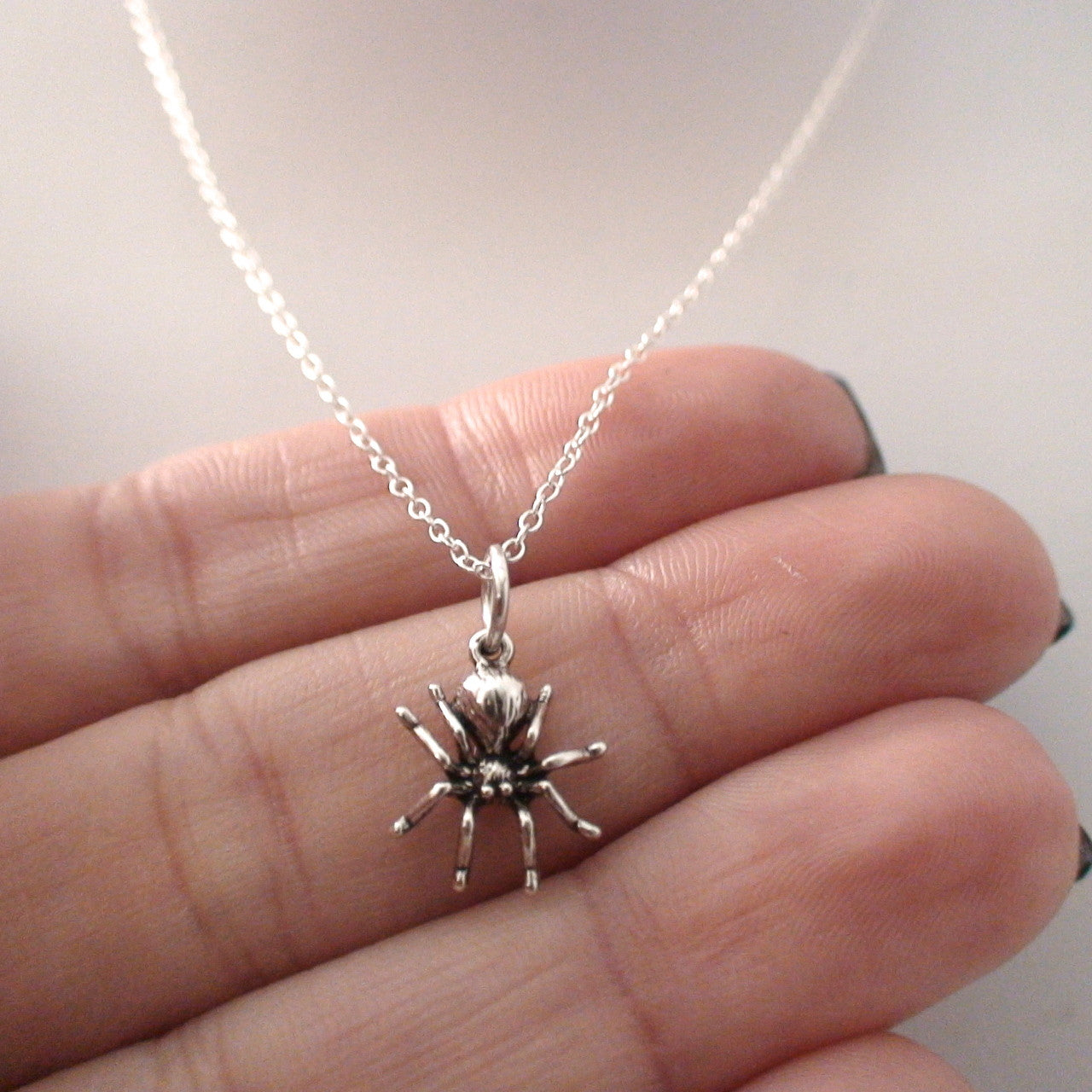 Tiny Spider Necklace – Sterling Silver Charm on 16" Chain