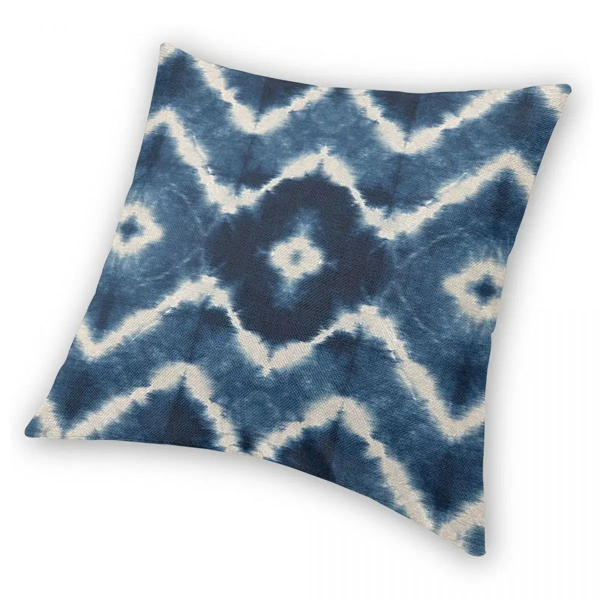 Shibori Indigo Mandala Square Pillow Cover – Double-Sided Boho & Zen Cushion Case