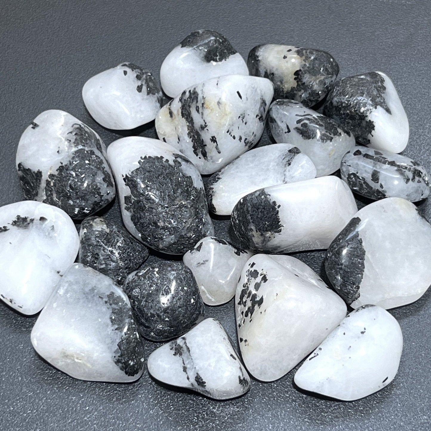 White Quartz Crystal and Tourmaline Tumbled Stones (By The Piece Or Pound)