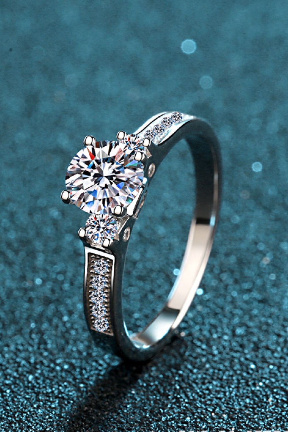 Lucky Charm Brilliant Round Cut Sparkala™ Rhodium-Plated Ring