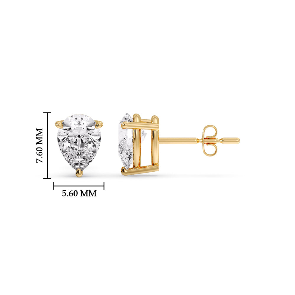 Diamond Pear Cut 3 Prong Earring
