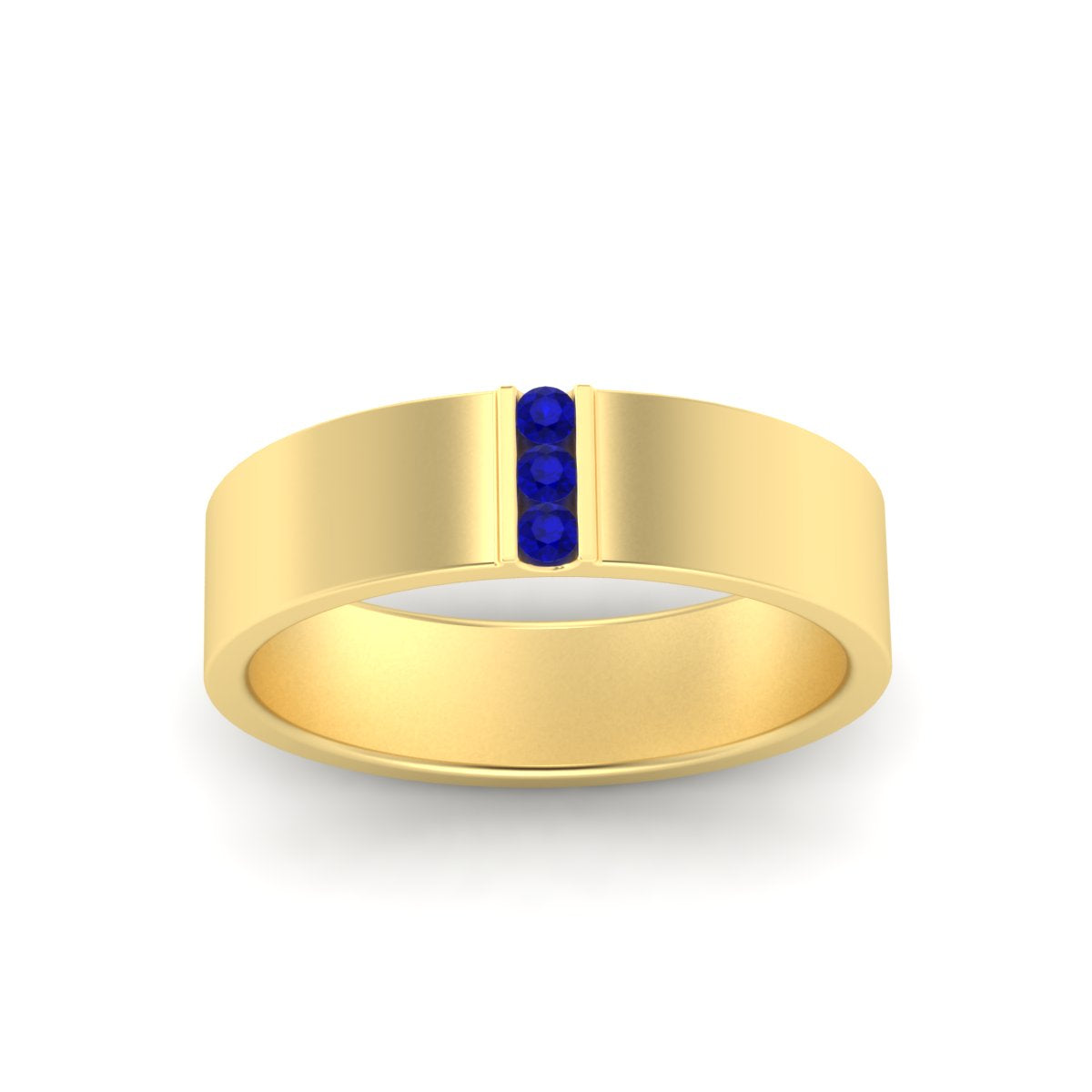 3 Stone Mens Flat Gemstone Band