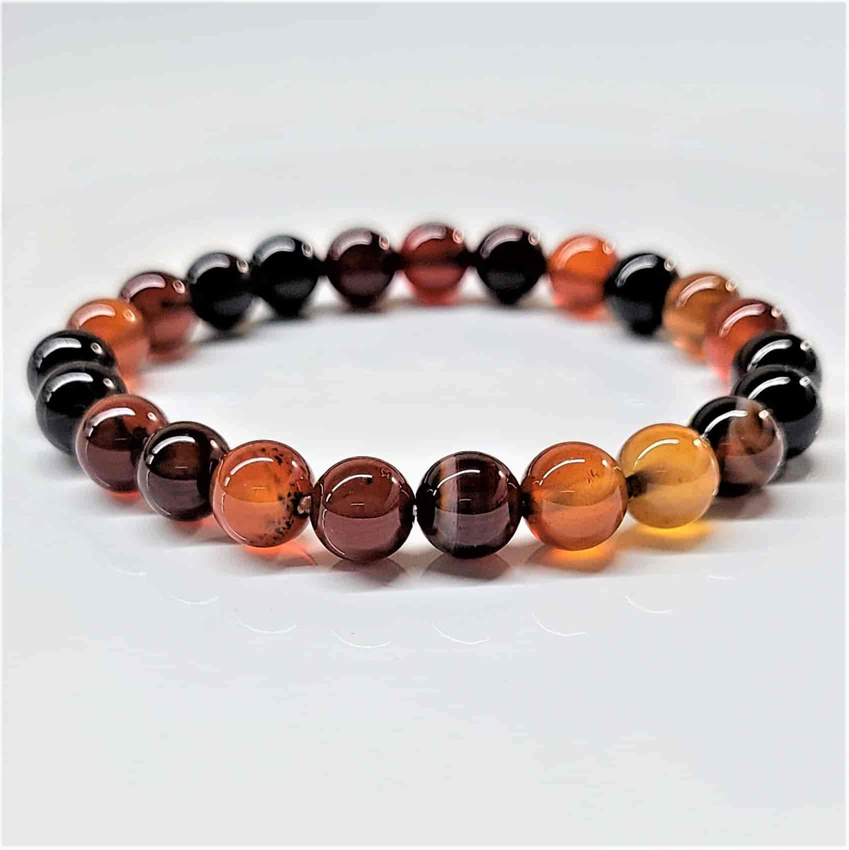 Red Agate Round Bead Bracelet