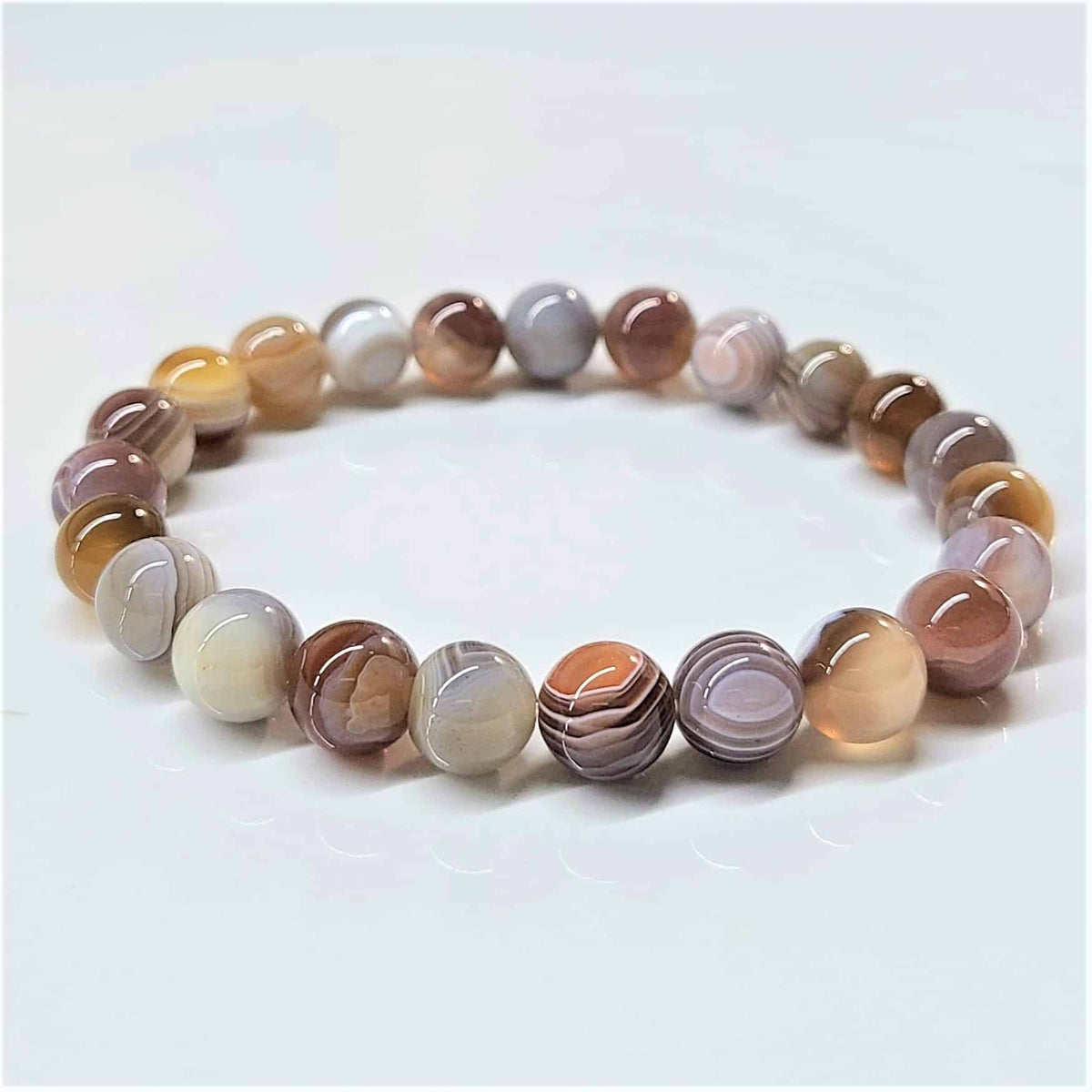 Botswana Agate Round Bead Bracelet