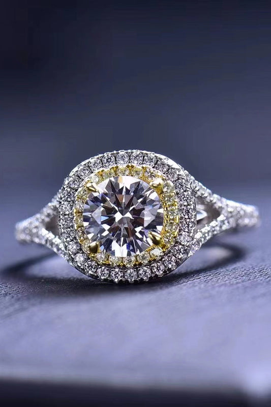 Two-Tone 1 Carat Yellow Brilliant Round Cut Sparkala™ Ring