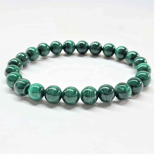 Malachite Round Bead Bracelet - Stone of Transformation & Fidelity