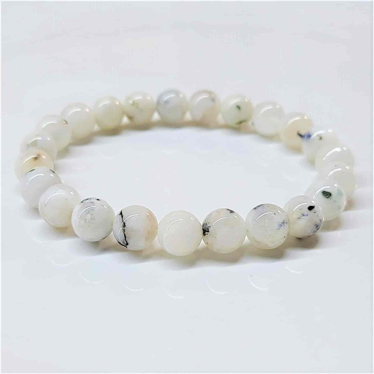 Rainbow Moonstone Round Bead Bracelet - The Goddess Stone