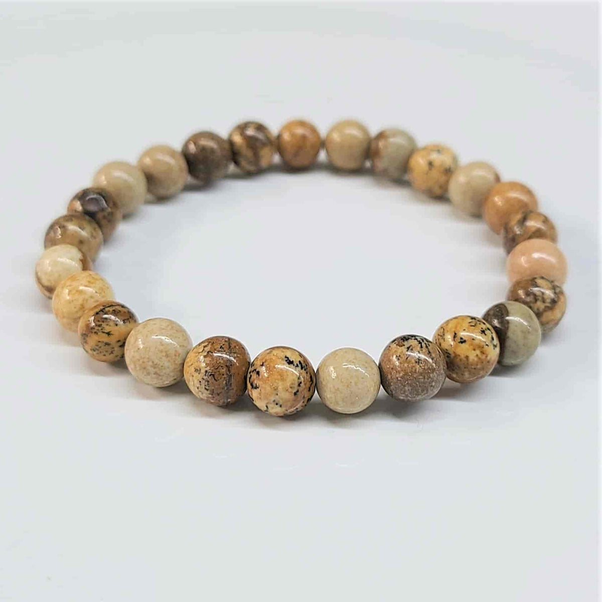 Picture Jasper Round Bead Bracelet