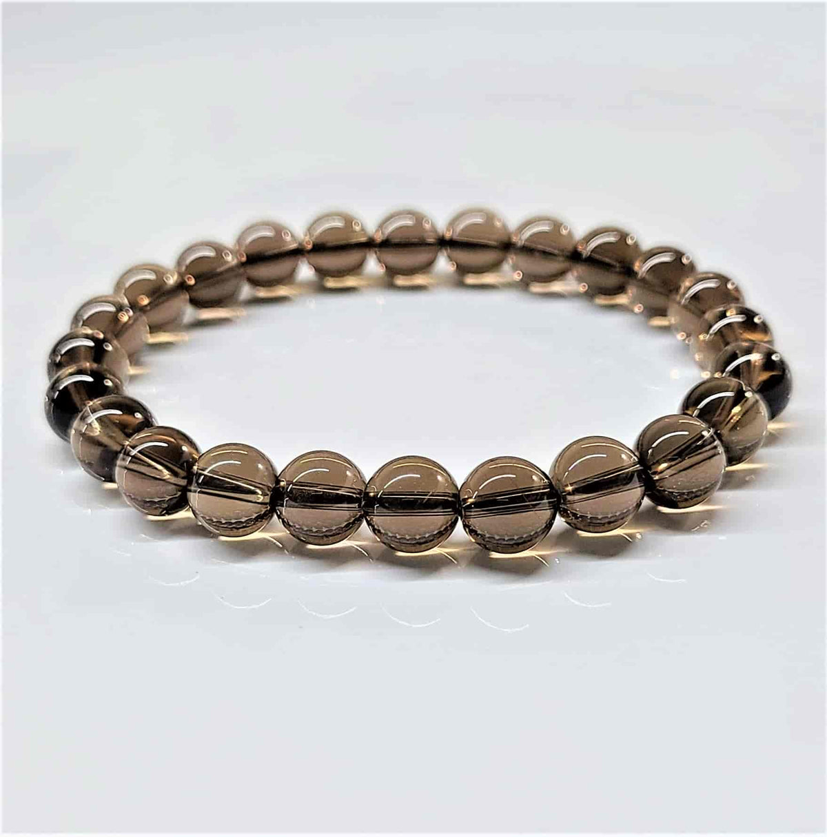 Smoky Quartz Round Bead Bracelet - Stone of Strength & Stability