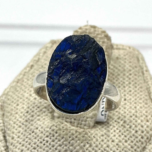 Sterling Silver Rough Oval Labradorite Ring - Size 6 - Intuition, Protection & Transformation