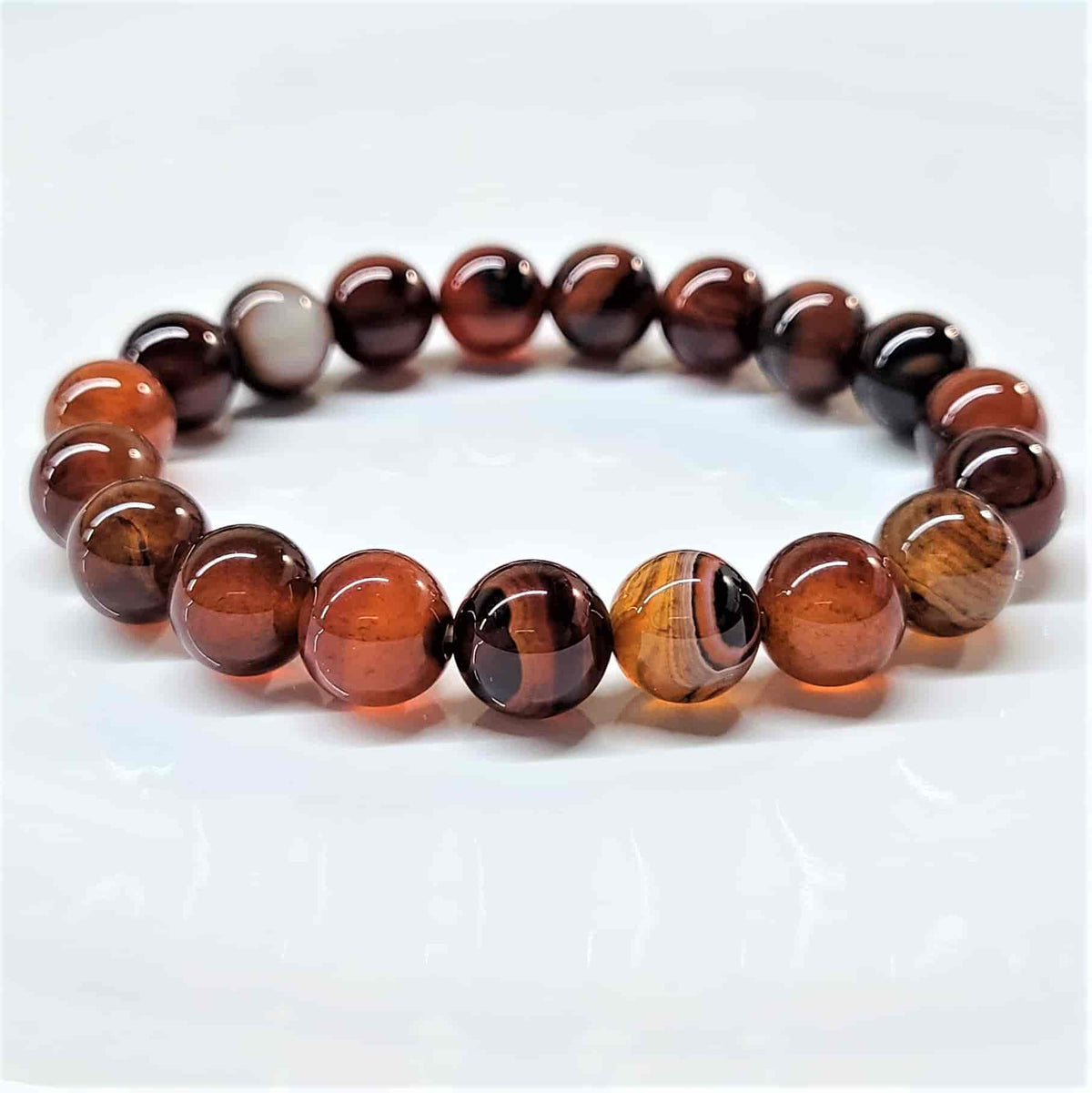Red Agate Round Bead Bracelet