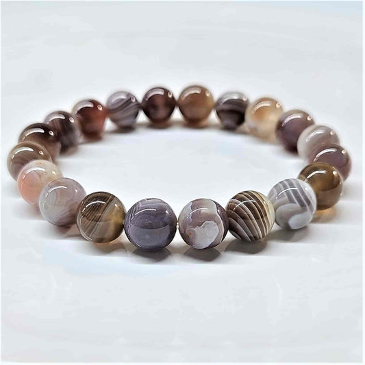 Botswana Agate Round Bead Bracelet