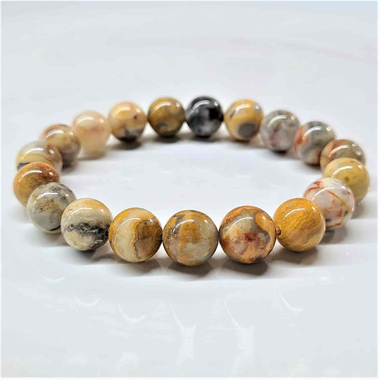 Crazy Lace Agate Round Bead Bracelet - The Laughter Stone