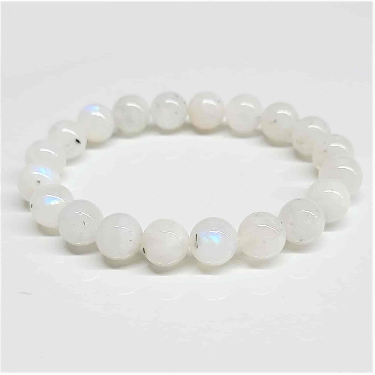 Rainbow Moonstone Round Bead Bracelet - The Goddess Stone