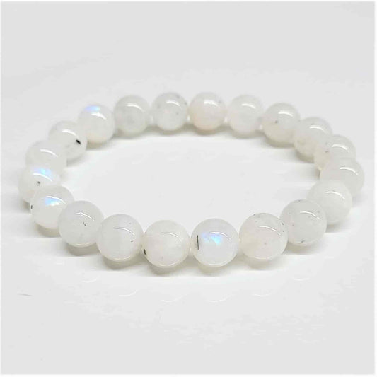 Rainbow Moonstone Round Bead Bracelet - The Goddess Stone