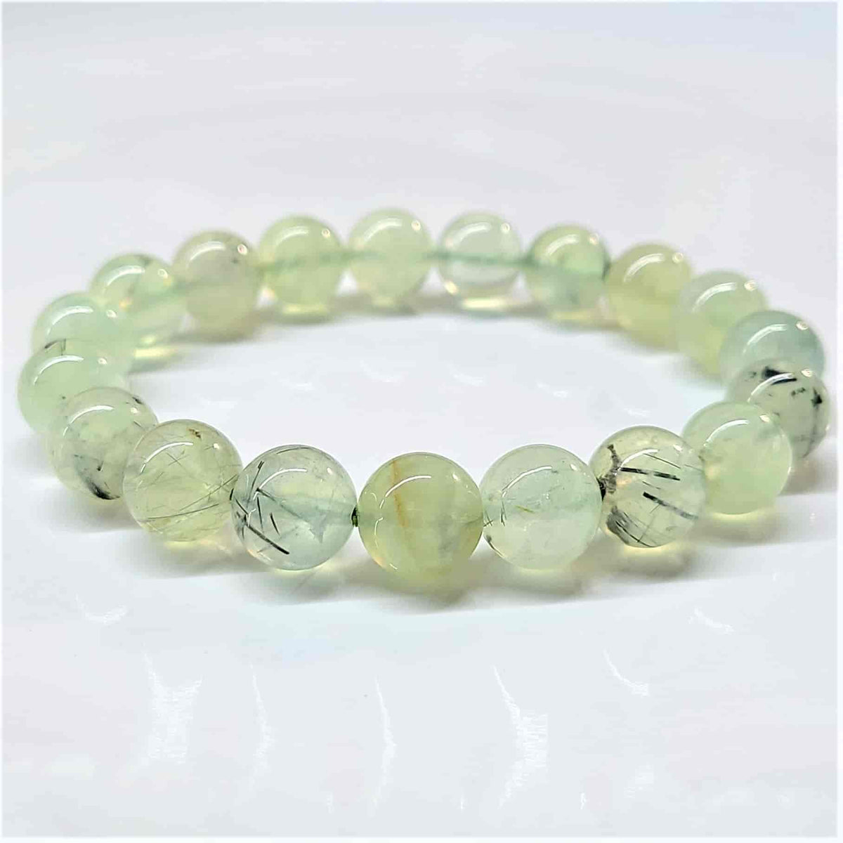 Prehnite Round Bead Bracelet