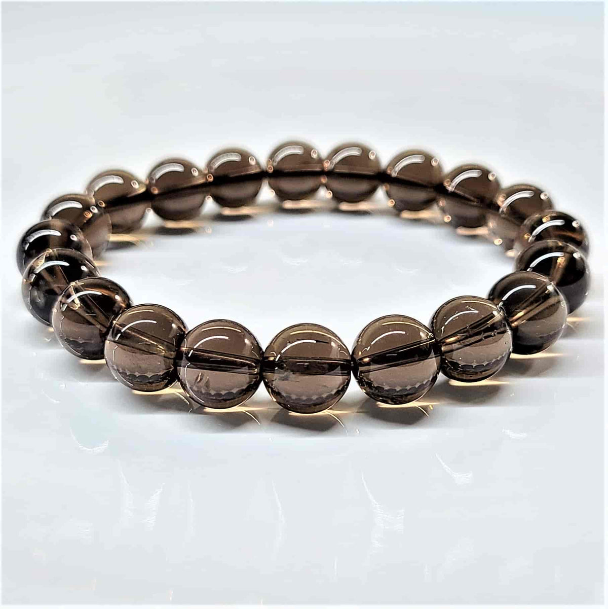 Smoky Quartz Round Bead Bracelet - Stone of Strength & Stability